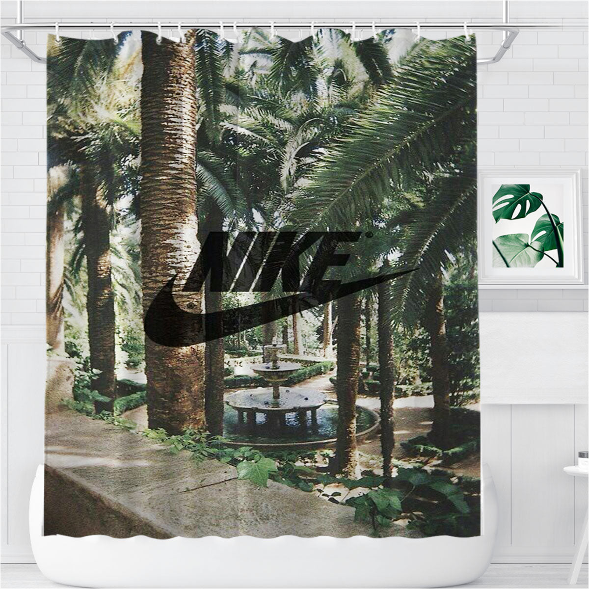 Nike Palm Private Bathroom Shower Curtain Fabric Waterproof | 66 X 72 Inch