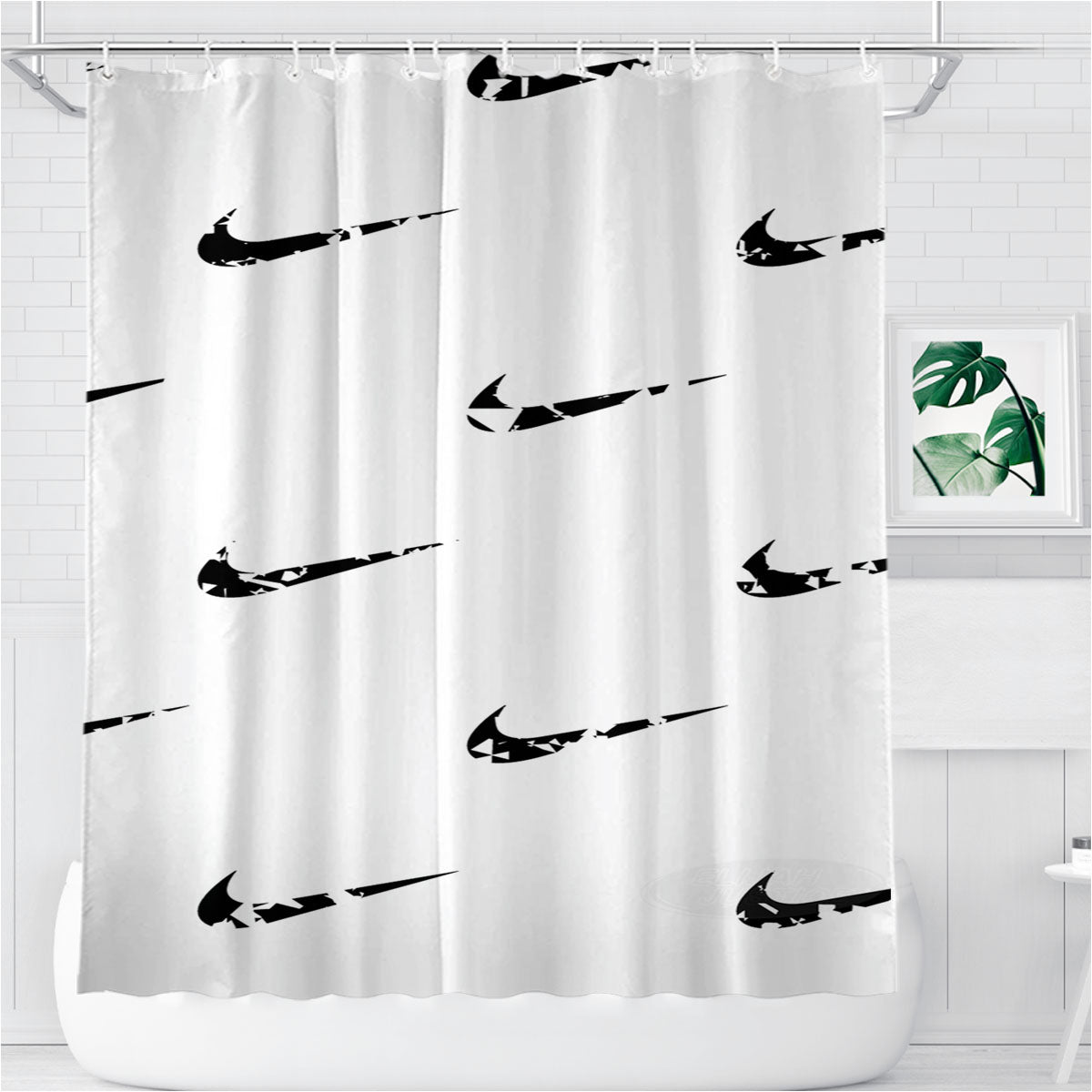 Nike Pattern Bathroom Shower Curtain Fabric Waterproof | 66 X 72 Inch