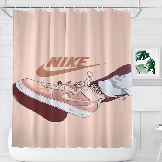 Nike Peach Shoes Bathroom Shower Curtain Fabric Waterproof | 66 X 72 Inch