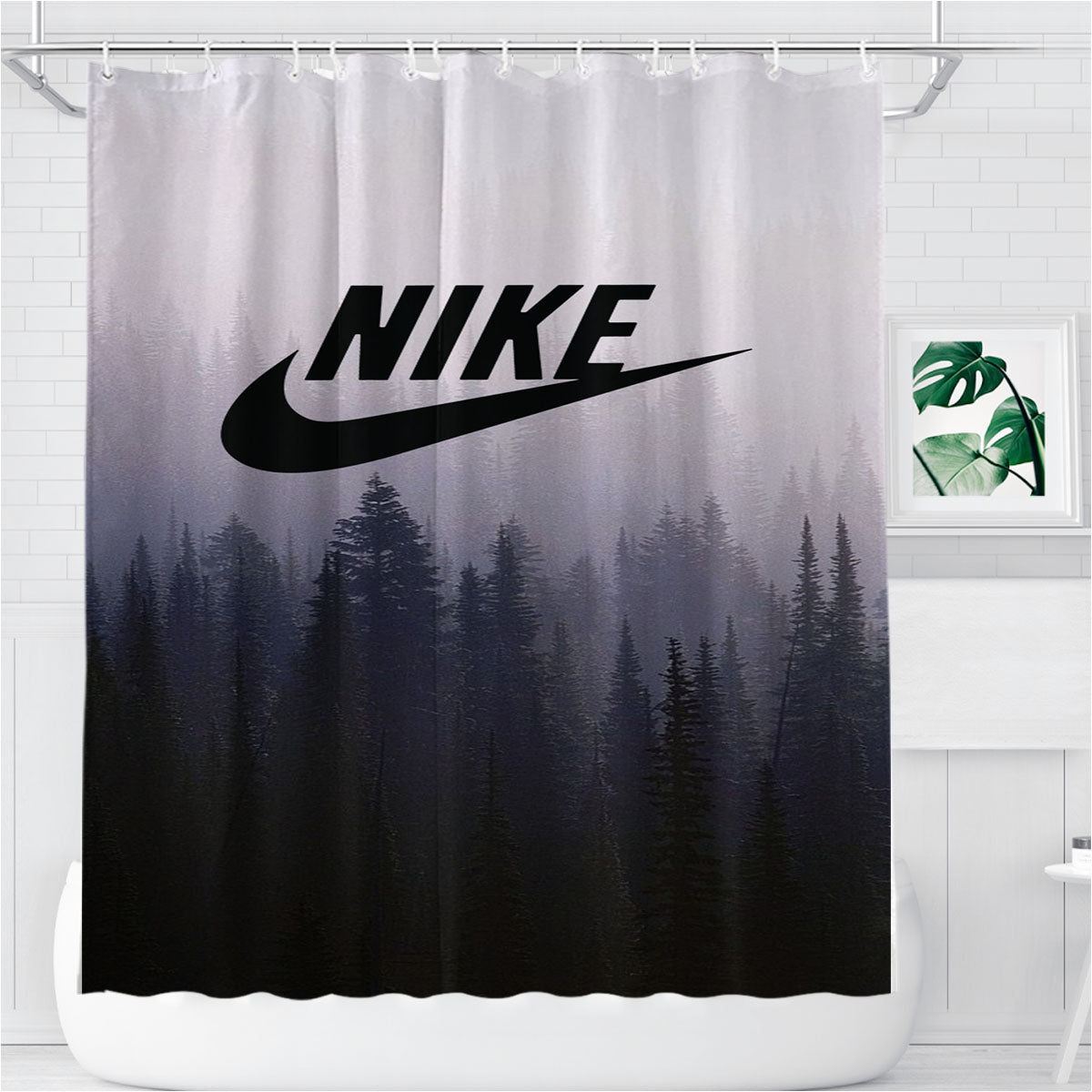 Nike Pine Forest Bathroom Shower Curtain Fabric Waterproof | 66 X 72 Inch