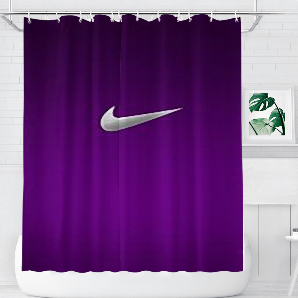Nike Purple Bathroom Shower Curtain Fabric Waterproof | 66 X 72 Inch