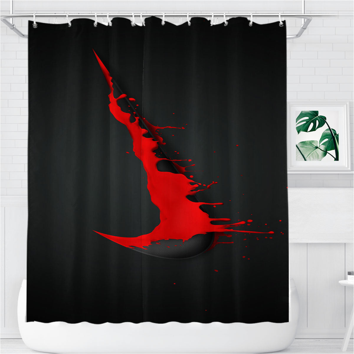 Nike Red Splash Bathroom Shower Curtain Fabric Waterproof | 66 X 72 Inch