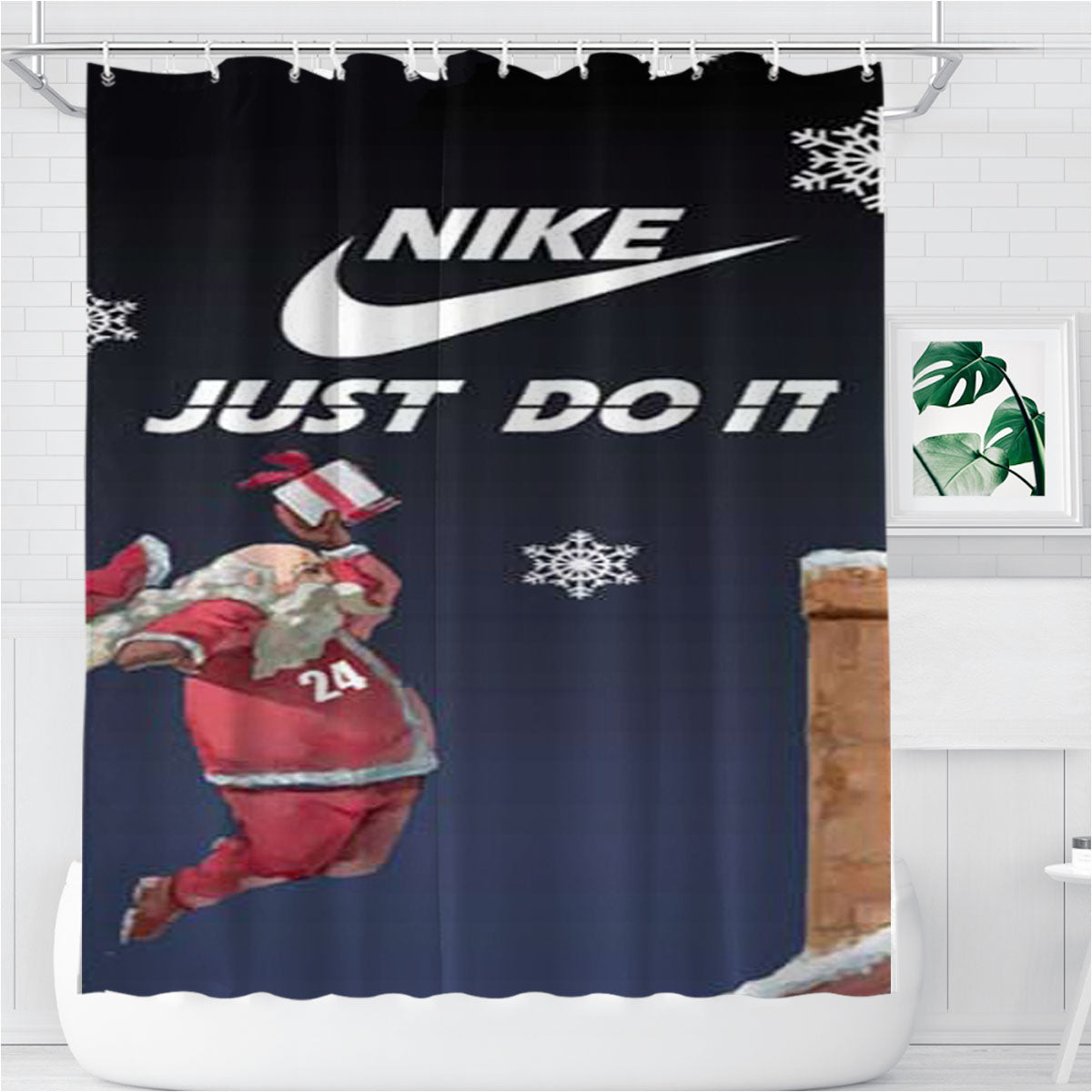 Nike Santa Dunk Bathroom Shower Curtain Fabric Waterproof | 66 X 72 Inch