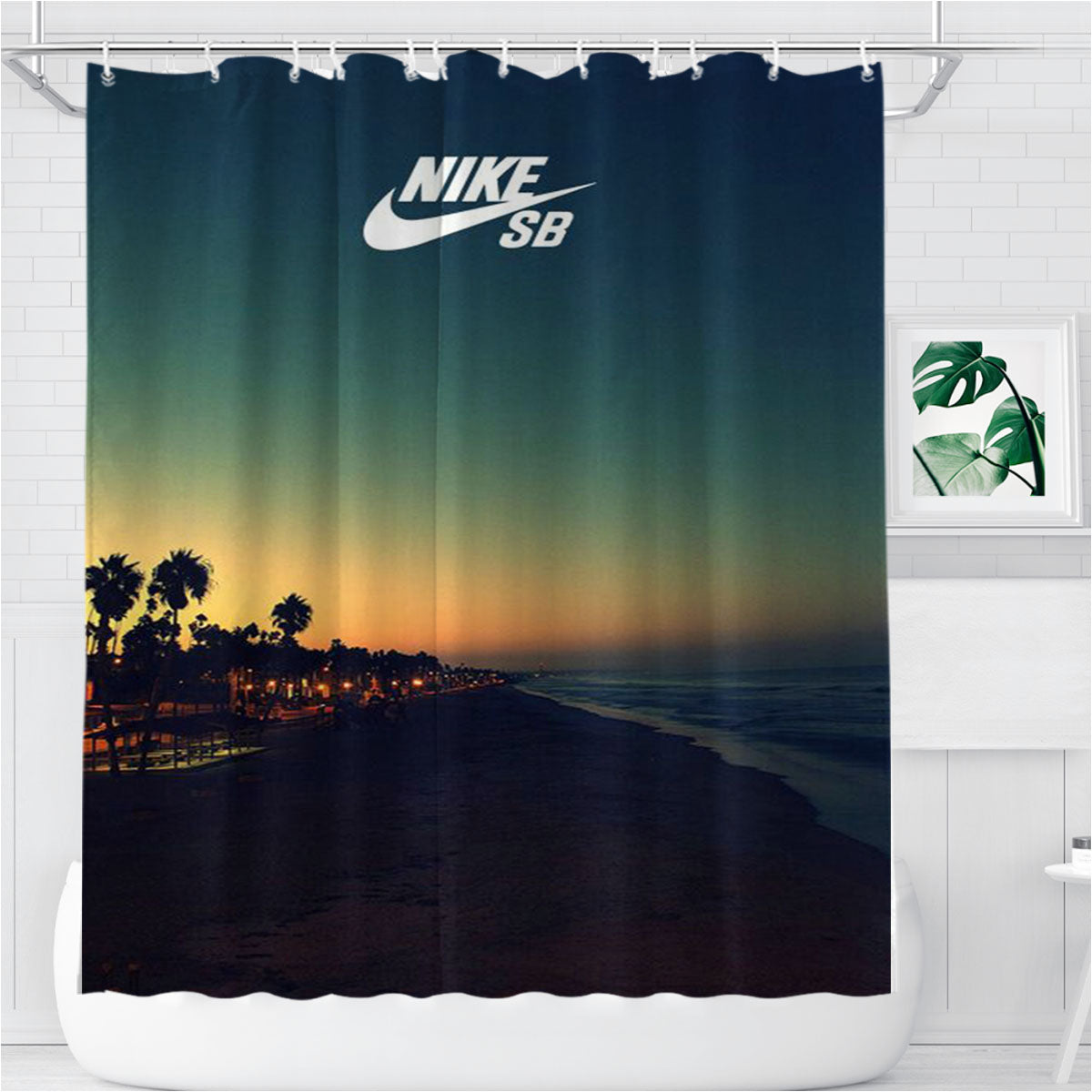 Nike Sb Sea Island Bathroom Shower Curtain Fabric Waterproof | 66 X 72 Inch