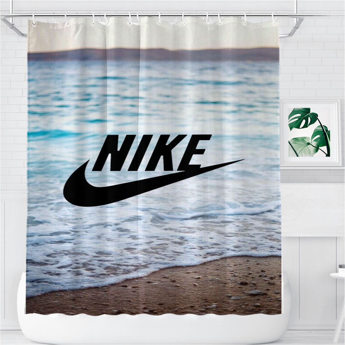 Nike Sea Island Bathroom Shower Curtain Fabric Waterproof | 66 X 72 Inch