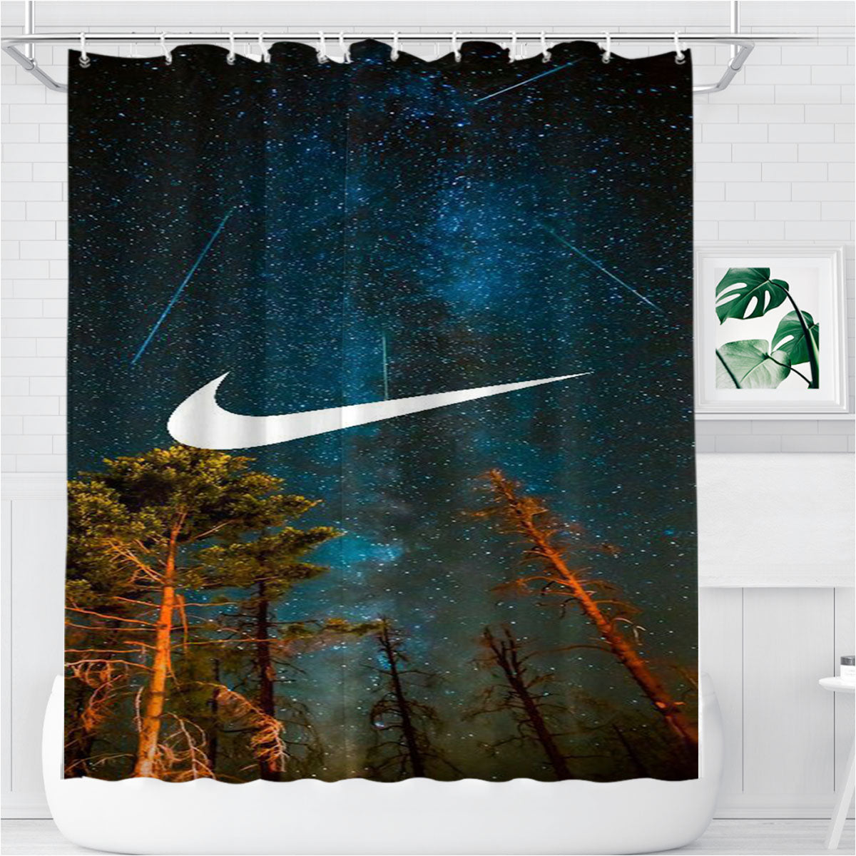 Nike Sky Galaxy Bathroom Shower Curtain Fabric Waterproof | 66 X 72 Inch