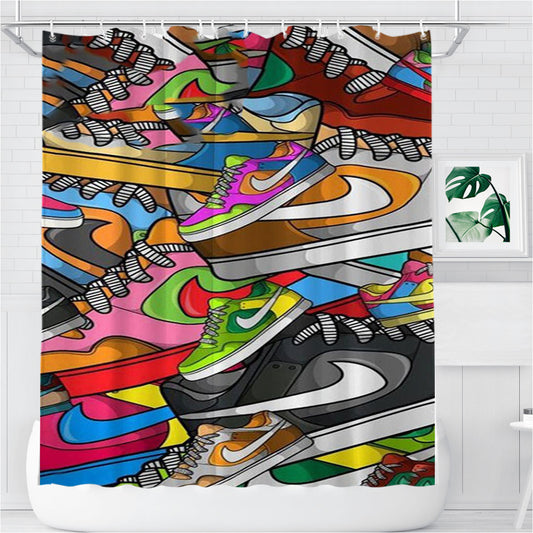 Personalized Nike Sneakers Shower Curtain Farmhouse Bathroom Decor
