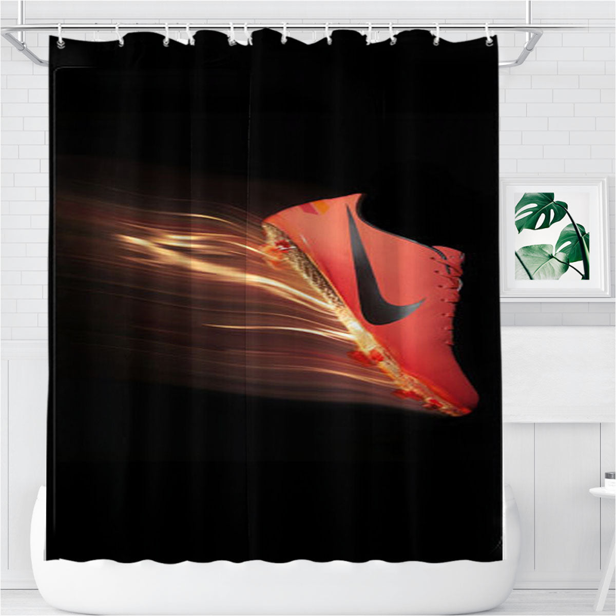 Nike Soccer Shoes Bathroom Shower Curtain Fabric Waterproof | 66 X 72 Inch