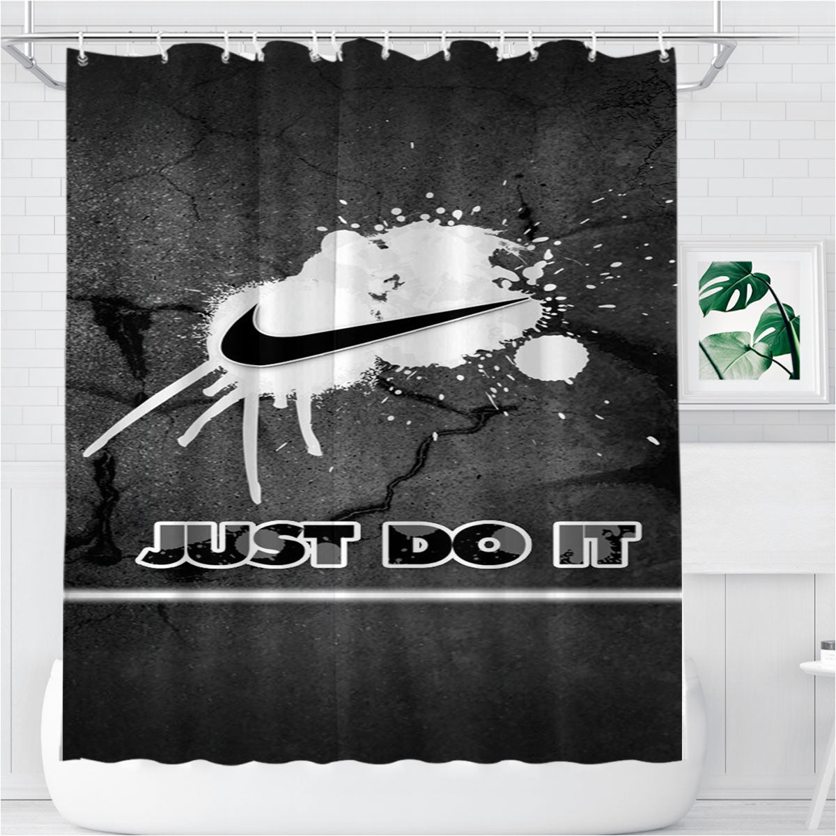 Nike Splash Bathroom Shower Curtain Fabric Waterproof | 66 X 72 Inch
