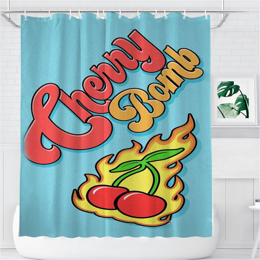 Personalized Niki Demartino Cherry Bomb Shower Curtain Farmhouse Bathroom Decor