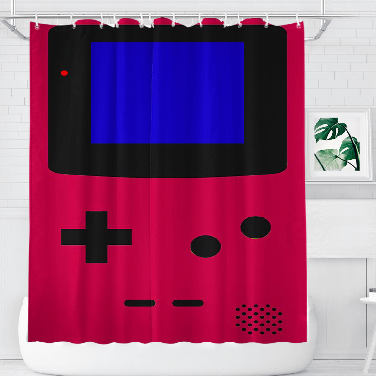 Nintendo Gameboy Pink Bathroom Shower Curtain Fabric Waterproof | 66 X 72 Inch