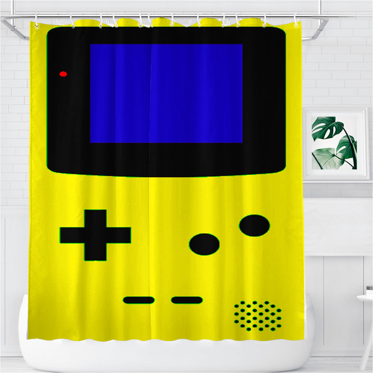 Nintendo Gameboy Yellow Bathroom Shower Curtain Fabric Waterproof | 66 X 72 Inch