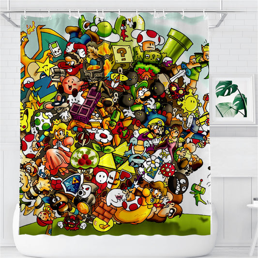 Personalized Nintendo Katamari Shower Curtain Farmhouse Bathroom Decor