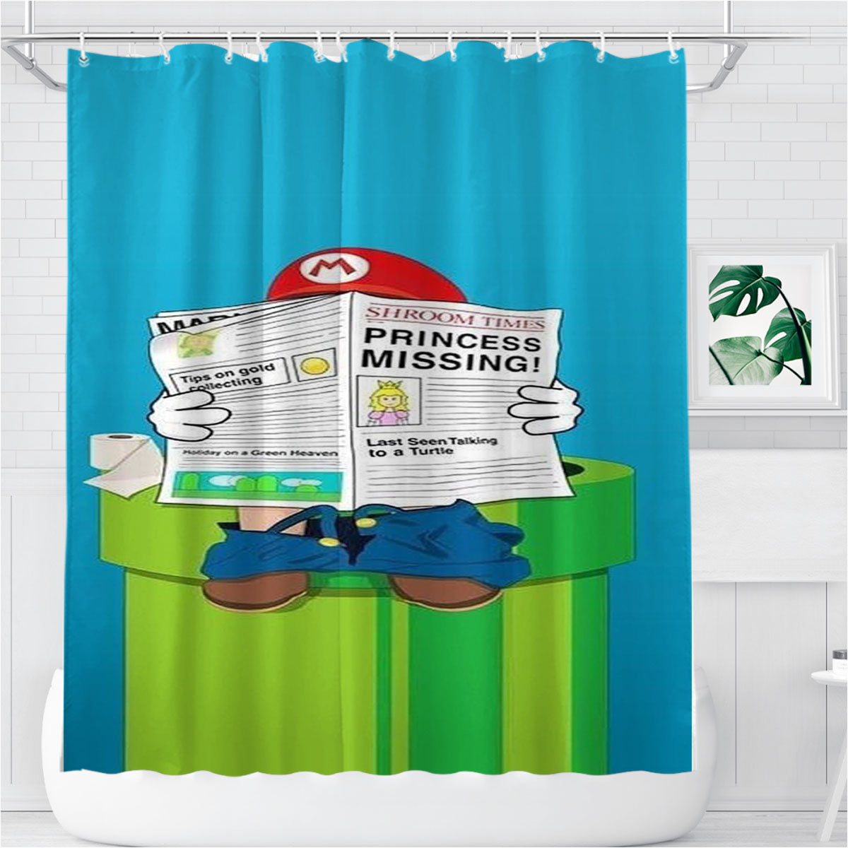 Nintendo Mario Bathroom Shower Curtain Fabric Waterproof | 66 X 72 Inch