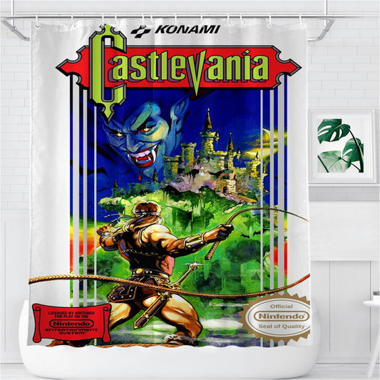 Personalized Nintendo Old Castlevania Game Shower Curtain Farmhouse Bathroom Decor