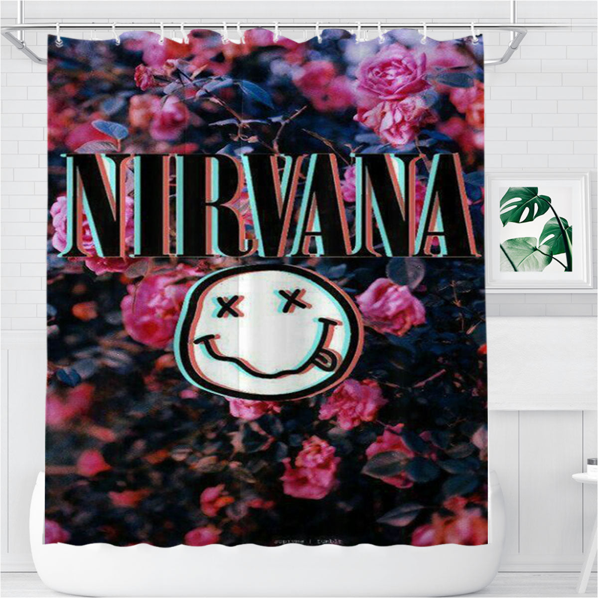 Nirvana Flowers Bathroom Shower Curtain Fabric Waterproof | 66 X 72 Inch