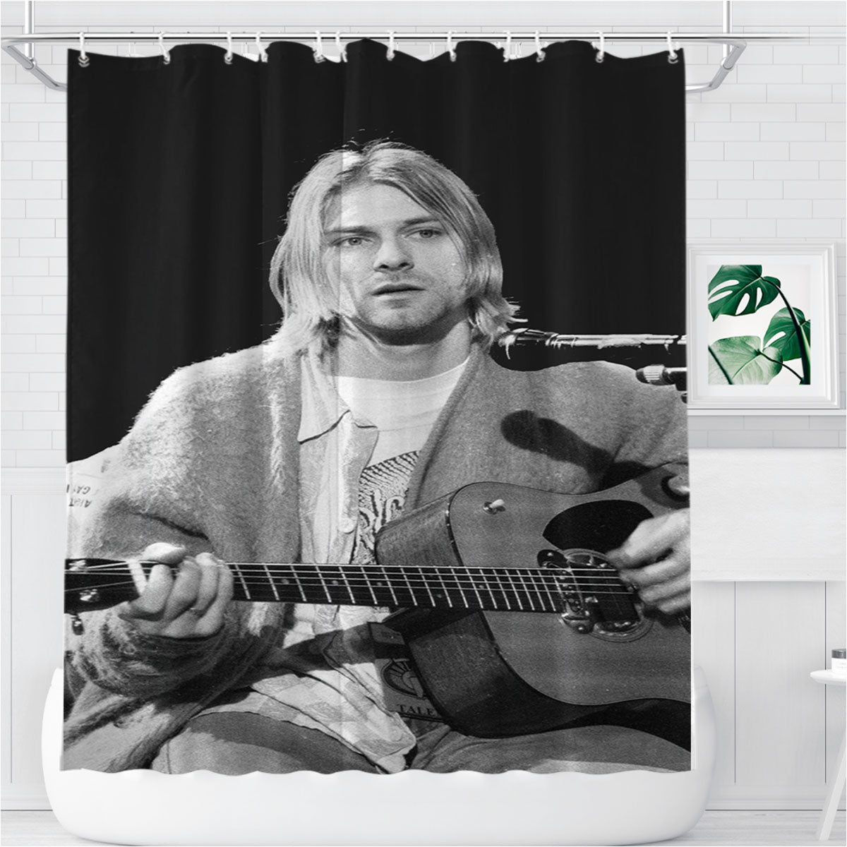 Nirvana Kurt Bathroom Shower Curtain Fabric Waterproof | 66 X 72 Inch