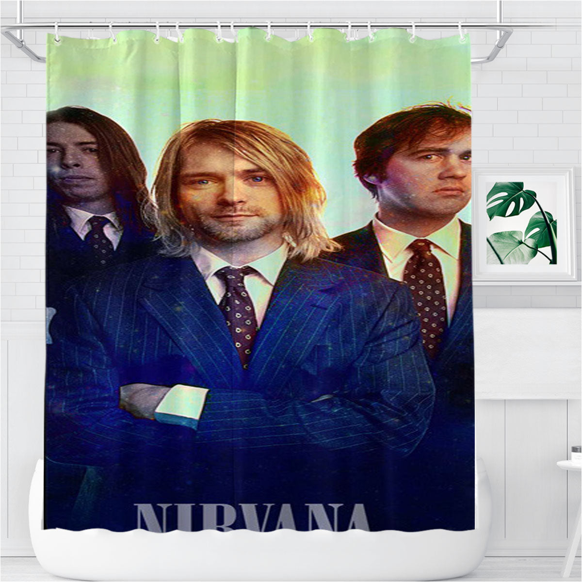 Nirvana Kurt Cobain And Personils Bathroom Shower Curtain Fabric Waterproof | 66 X 72 Inch