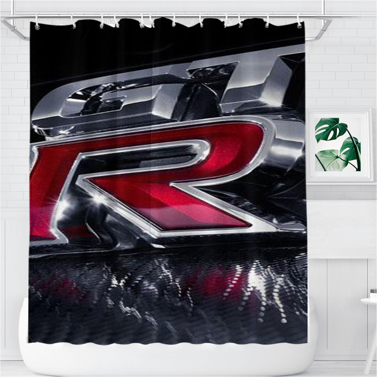 Nissan Gt R Logo Bathroom Shower Curtain Fabric Waterproof | 66 X 72 Inch