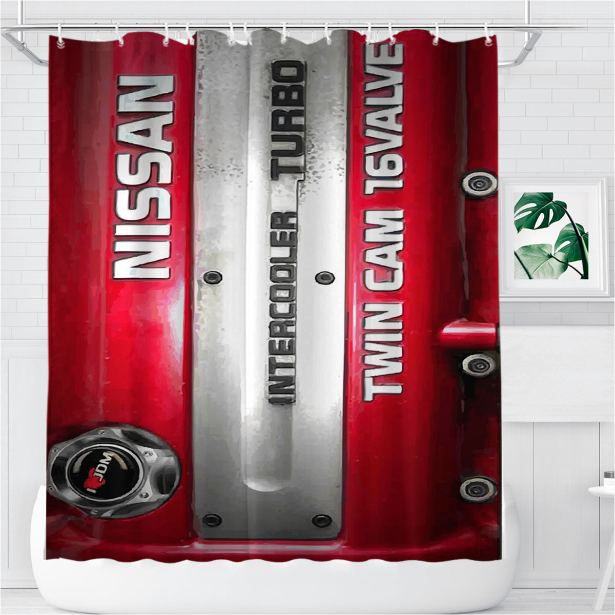 Nissan Sr20Det Jdm Engine Bathroom Shower Curtain Fabric Waterproof | 66 X 72 Inch