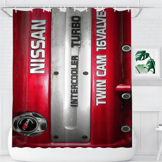 Nissan Sr20Det Jdm Engine Bathroom Shower Curtain Fabric Waterproof | 66 X 72 Inch