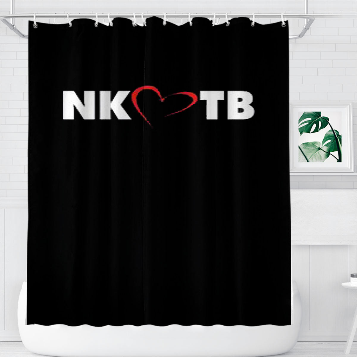 Nkotb Heart Logo Inspired Bathroom Shower Curtain Fabric Waterproof | 66 X 72 Inch