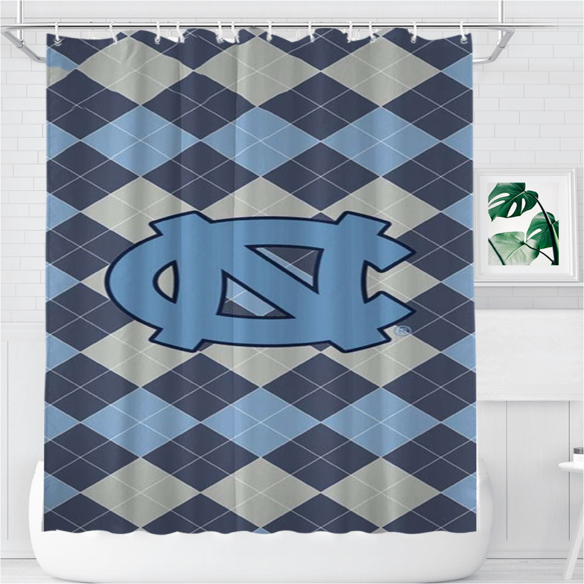 North Carolina Tar Heels Bathroom Shower Curtain Fabric Waterproof | 66 X 72 Inch