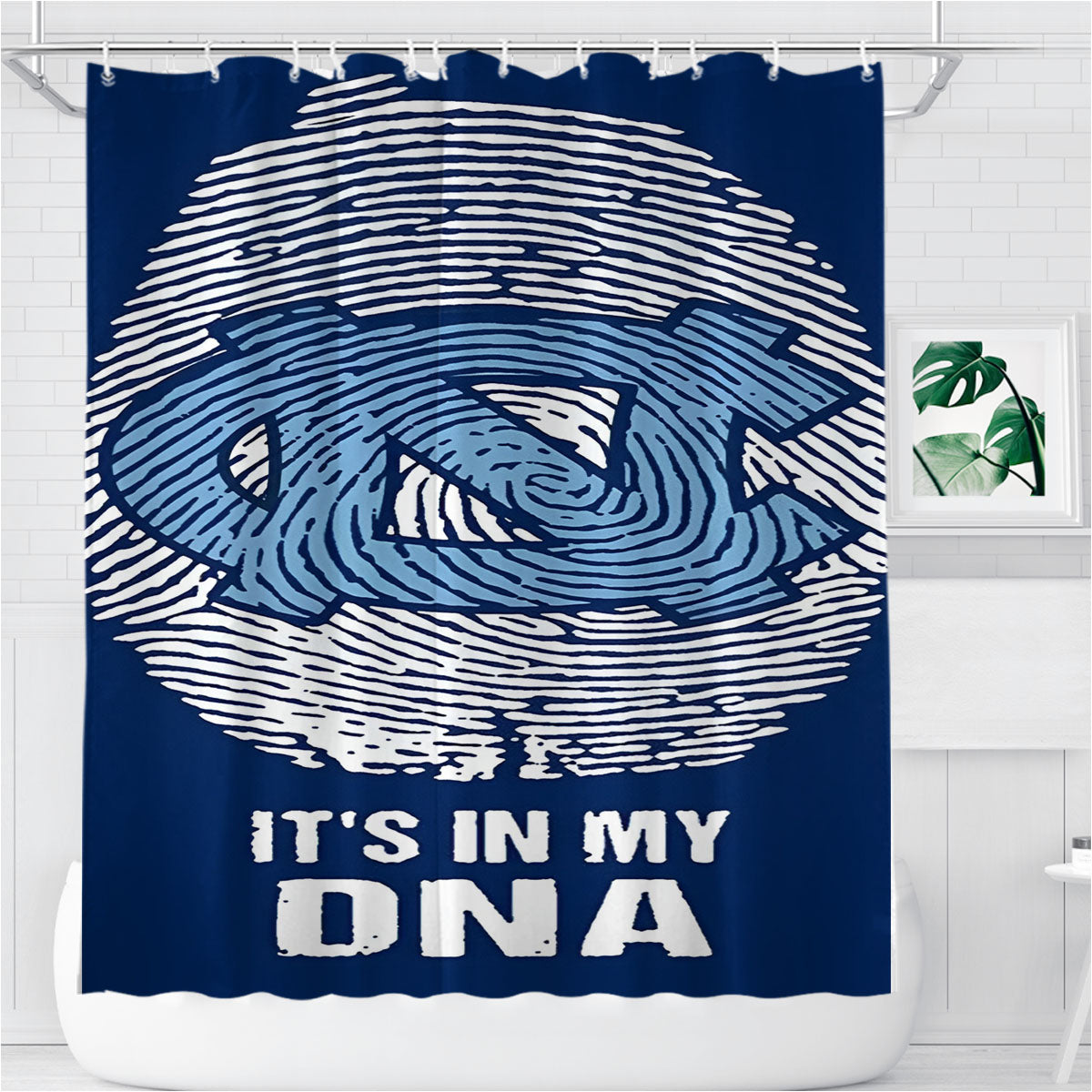 North Carolina Tar Heels It S In My Dna Bathroom Shower Curtain Fabric Waterproof | 66 X 72 Inch