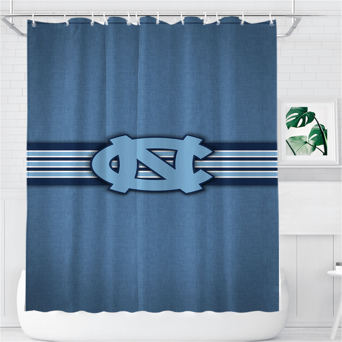 North Carolina Tar Heels Vintage Stripe Bathroom Shower Curtain Fabric Waterproof | 66 X 72 Inch