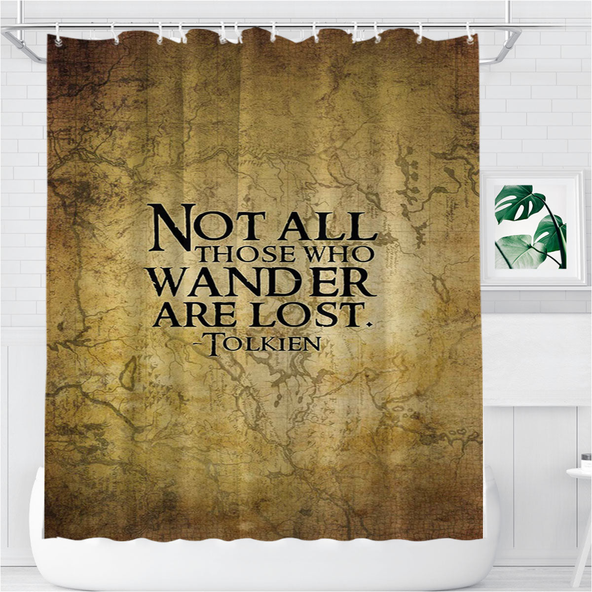 Not All Those Who Wander Are Lost Tolkien Bathroom Shower Curtain Fabric Waterproof | 66 X 72 Inch