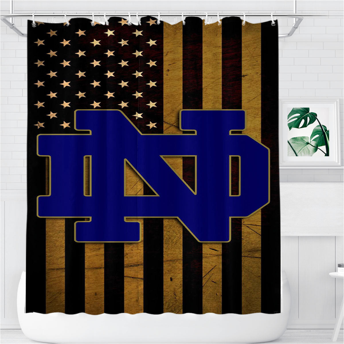 Notre Dame Fighting Irish Flag Bathroom Shower Curtain Fabric Waterproof | 66 X 72 Inch