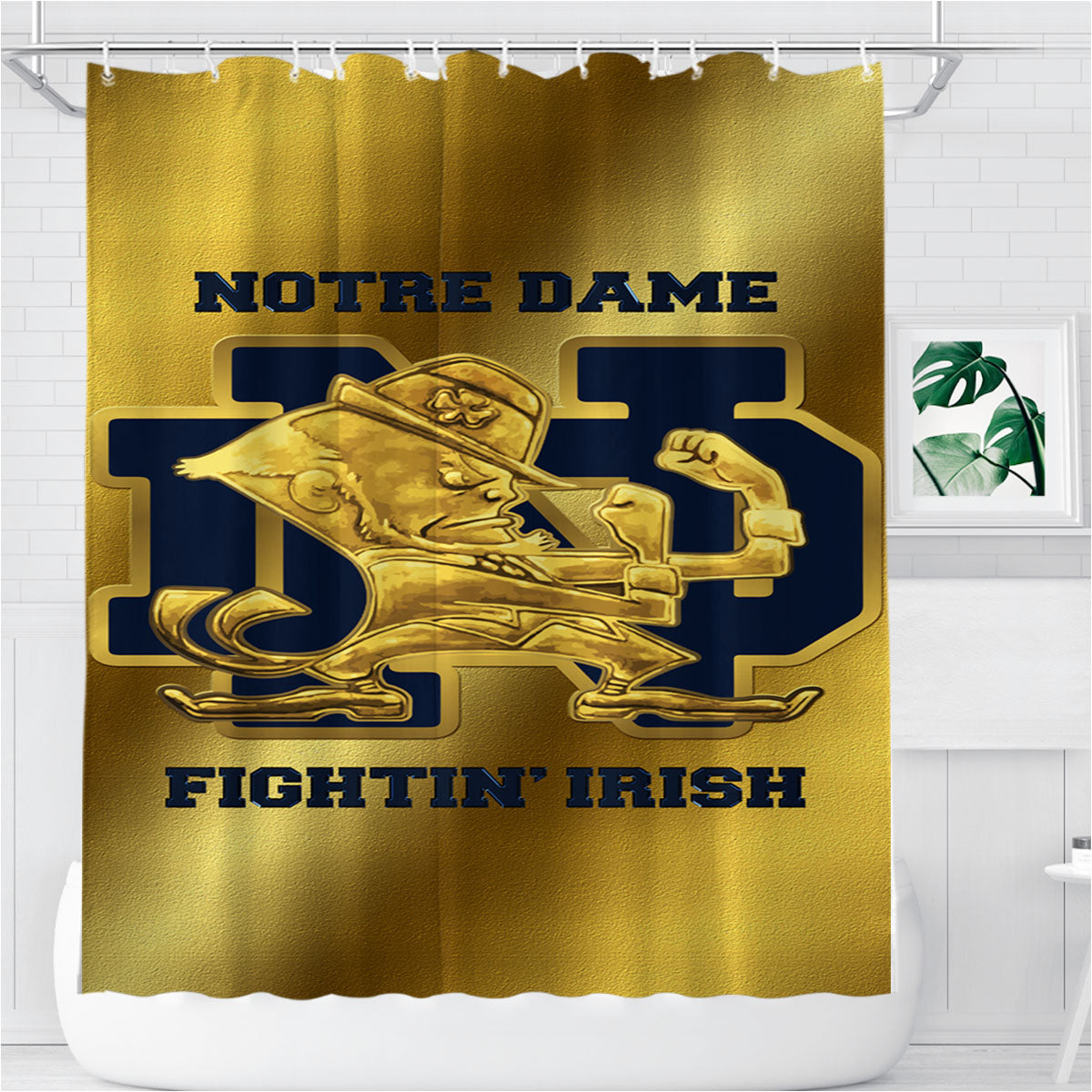 Notre Dame Fighting Irish Gold Bathroom Shower Curtain Fabric Waterproof | 66 X 72 Inch