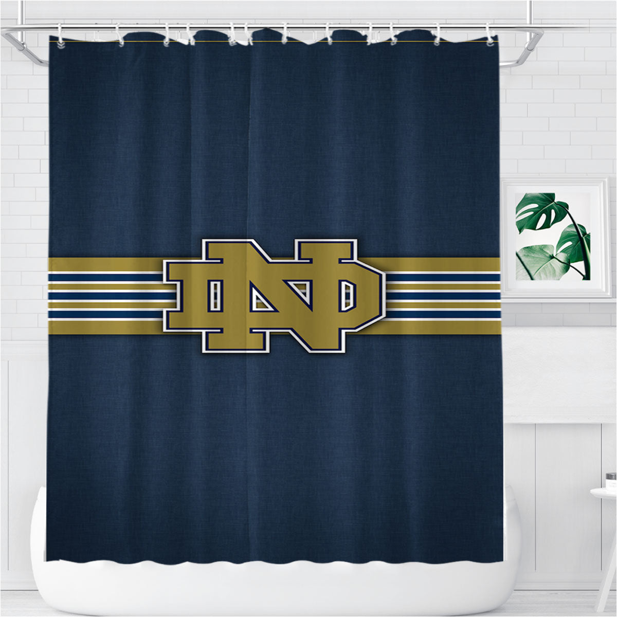 Notre Dame Fighting Irish Vintage Stripe Bathroom Shower Curtain Fabric Waterproof | 66 X 72 Inch