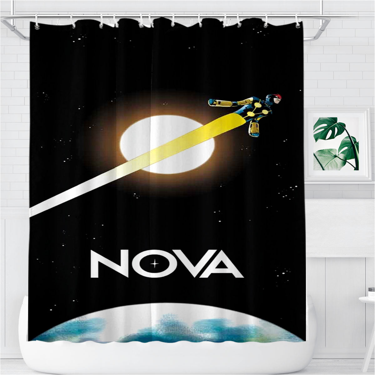 Nova Corps Marvel Superhero Bathroom Shower Curtain Fabric Waterproof | 66 X 72 Inch