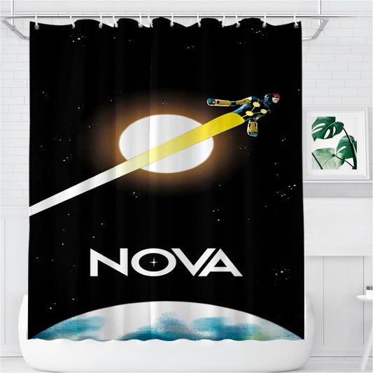 Personalized Nova Corps Marvel Superhero Shower Curtain Farmhouse Bathroom Decor