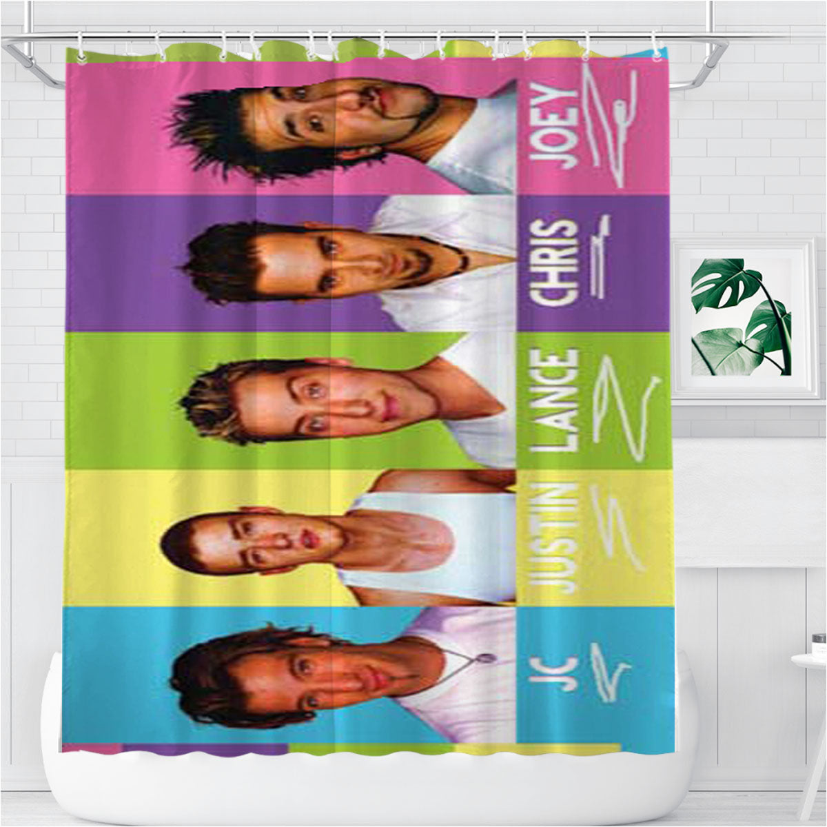 Nsync Colorful Group Bathroom Shower Curtain Fabric Waterproof | 66 X 72 Inch