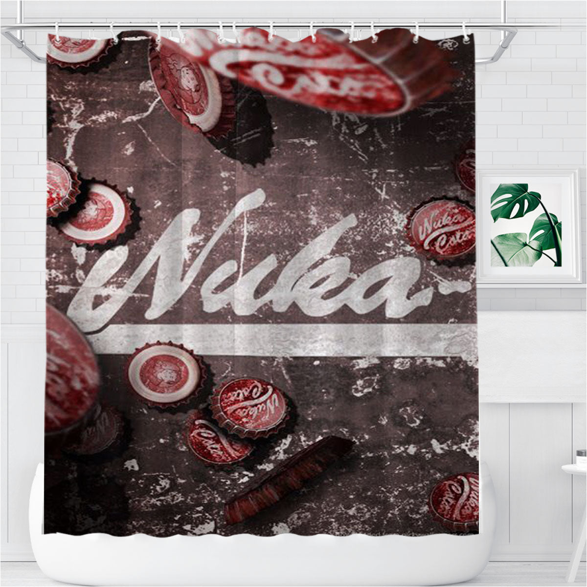 Nuka Cola Logo Bathroom Shower Curtain Fabric Waterproof | 66 X 72 Inch