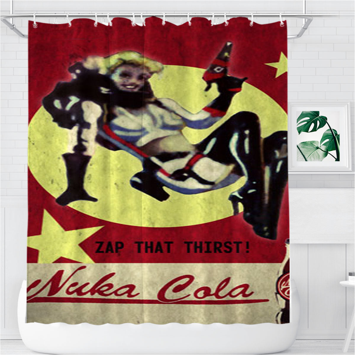 Nuka Cola Zap That Thirst Bathroom Shower Curtain Fabric Waterproof | 66 X 72 Inch