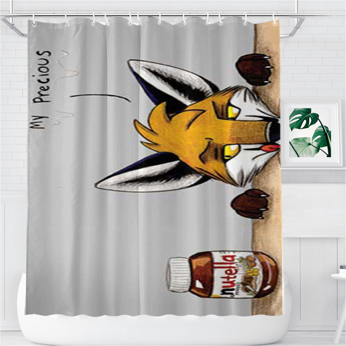 Nutella My Precious Fox Bathroom Shower Curtain Fabric Waterproof | 66 X 72 Inch