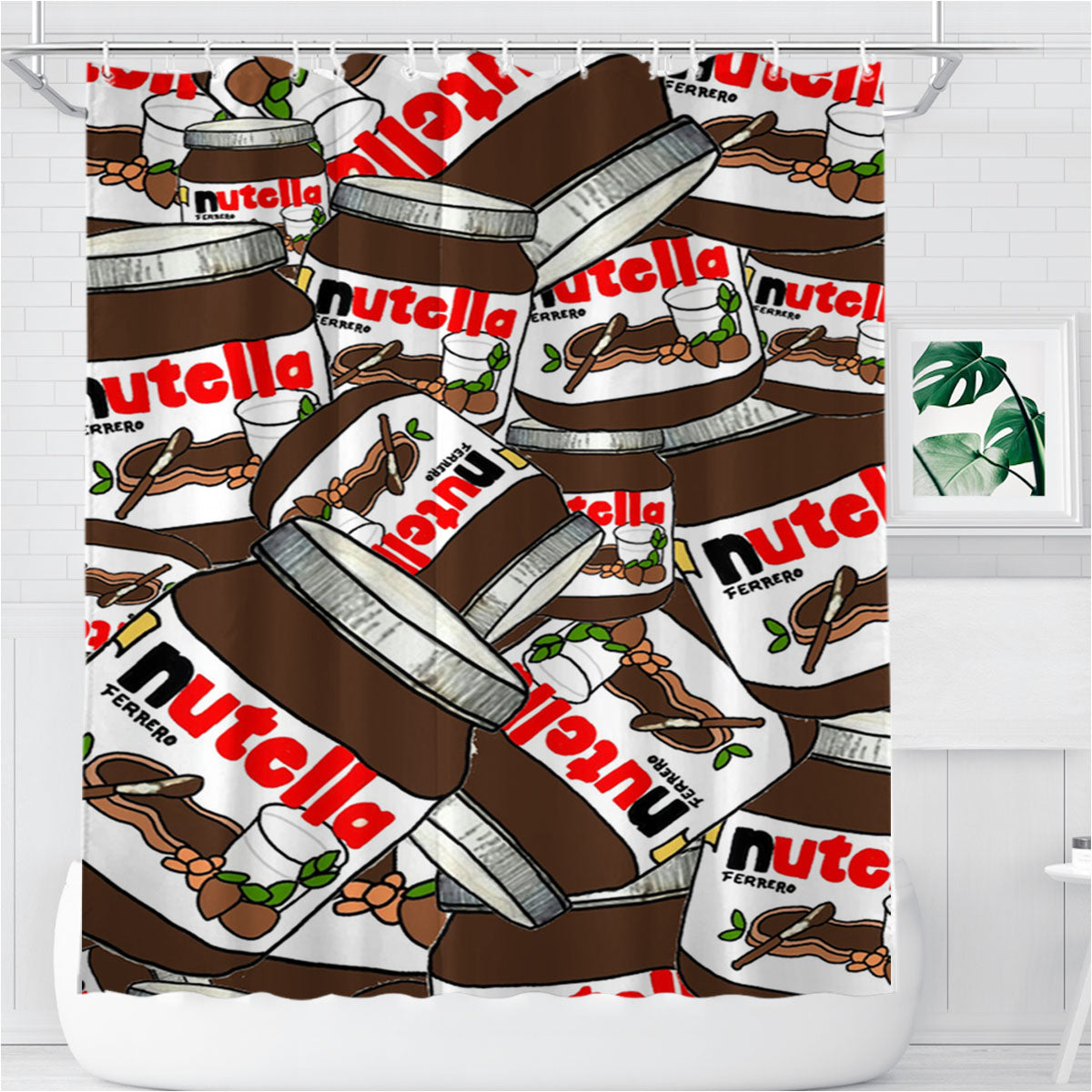 Nutella Wallpaper Bathroom Shower Curtain Fabric Waterproof | 66 X 72 Inch