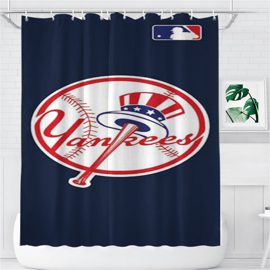 Ny Yankees Big Logo Ball Bathroom Shower Curtain Fabric Waterproof | 66 X 72 Inch