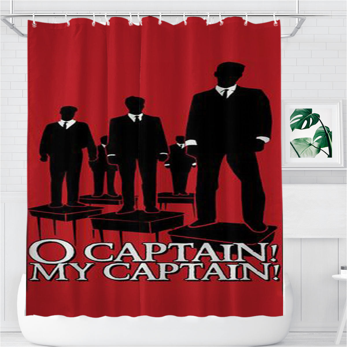 O Captain My Captain Bathroom Shower Curtain Fabric Waterproof | 66 X 72 Inch