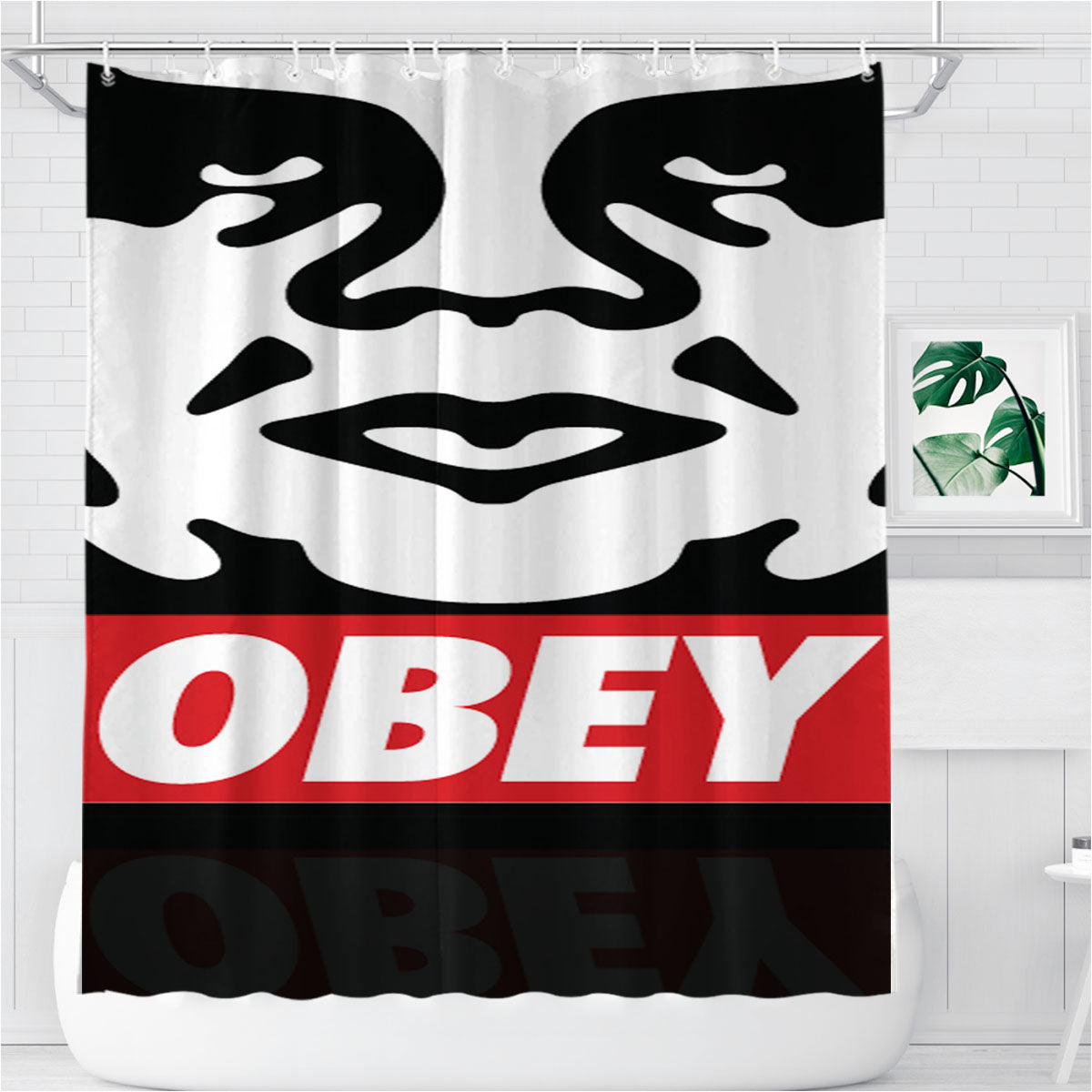 Obey Bathroom Shower Curtain Fabric Waterproof | 66 X 72 Inch