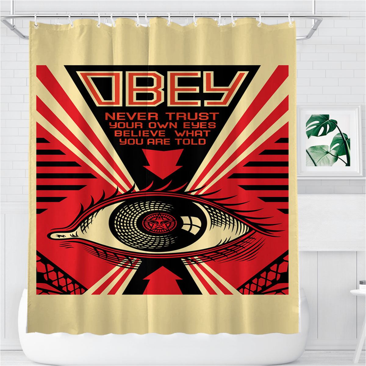 Obey Eye Offset Poster Bathroom Shower Curtain Fabric Waterproof | 66 X 72 Inch
