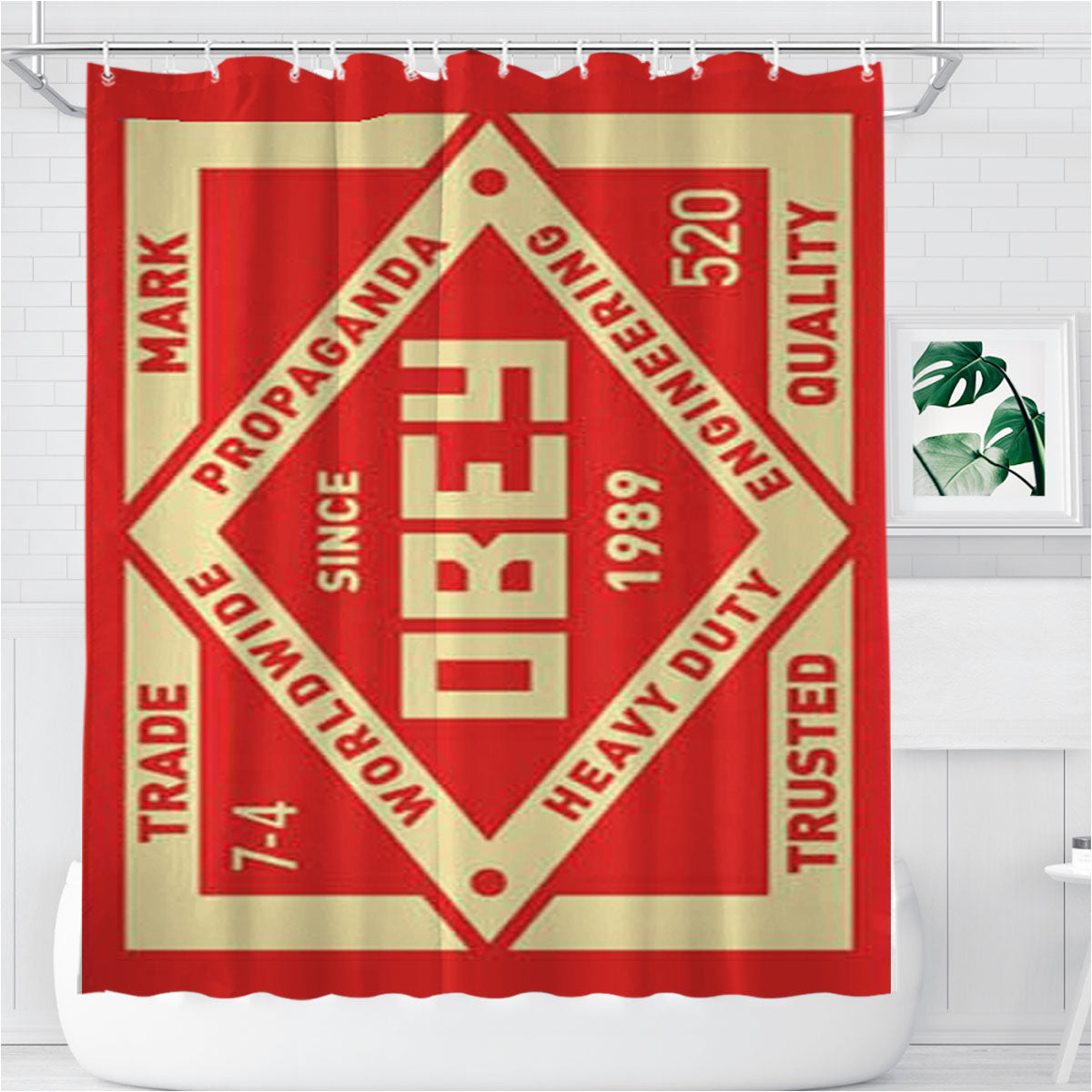 Obey Logo Bathroom Shower Curtain Fabric Waterproof | 66 X 72 Inch