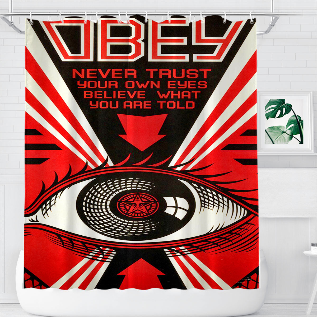Obey Never Trust Your Own Eyes Bathroom Shower Curtain Fabric Waterproof | 66 X 72 Inch