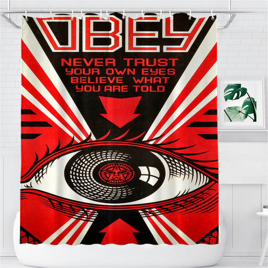 Personalized Obey Never Trust Your Own Eyes Shower Curtain Farmhouse Bathroom Decor