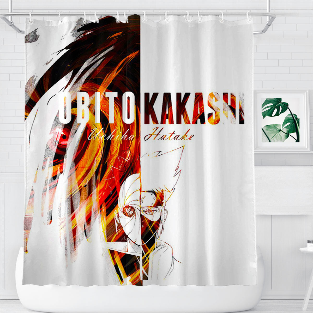Obito And Kakashi Bathroom Shower Curtain Fabric Waterproof | 66 X 72 Inch