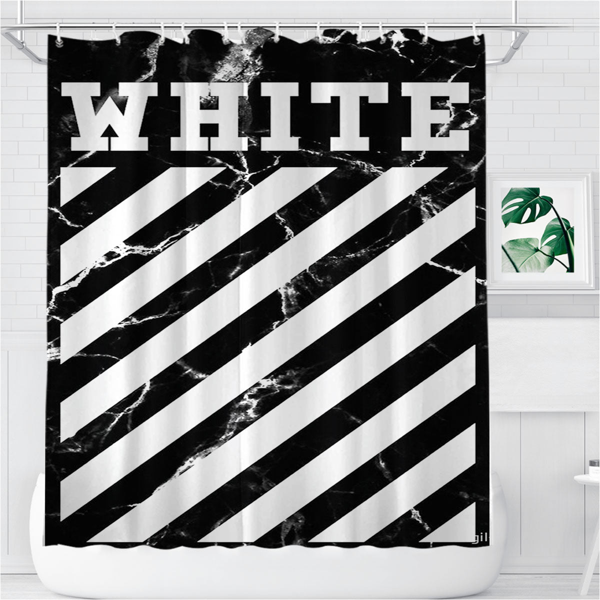 Off White 3 Bathroom Shower Curtain Fabric Waterproof | 66 X 72 Inch