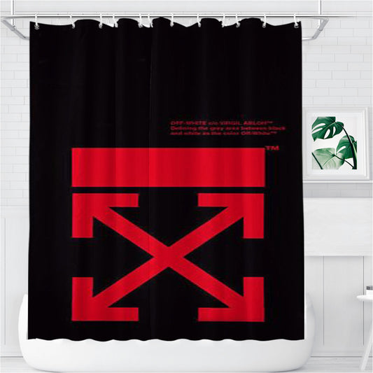 Personalized Off White Black Background Shower Curtain Farmhouse Bathroom Decor